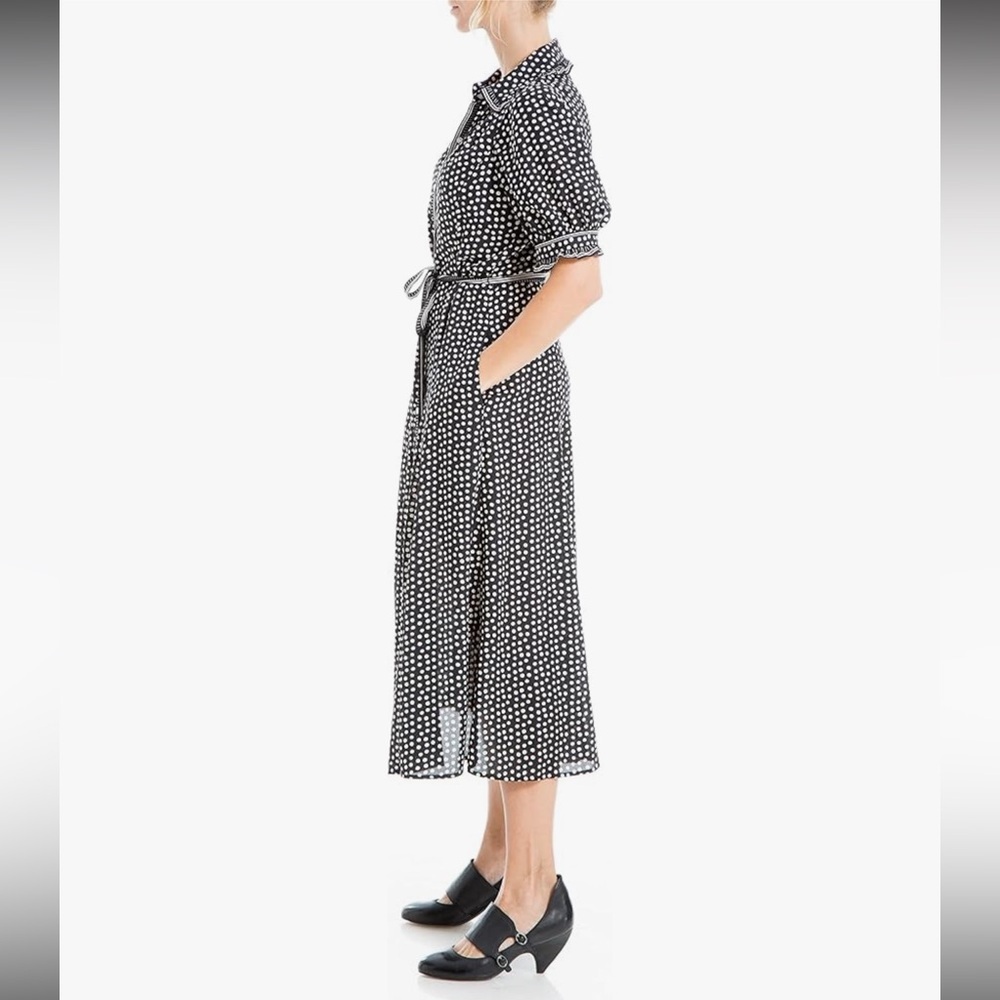 Max Studio Black and White Printed Midi Shirt Dress - Picture 14 of 14